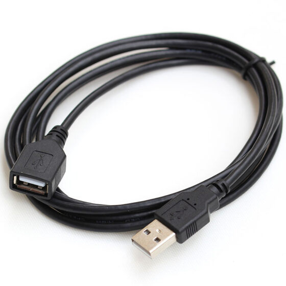 2 meter black usb extension cable