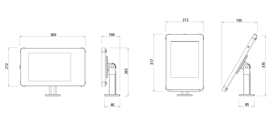dimensions 11 inch desk mount secure tablet enclosure