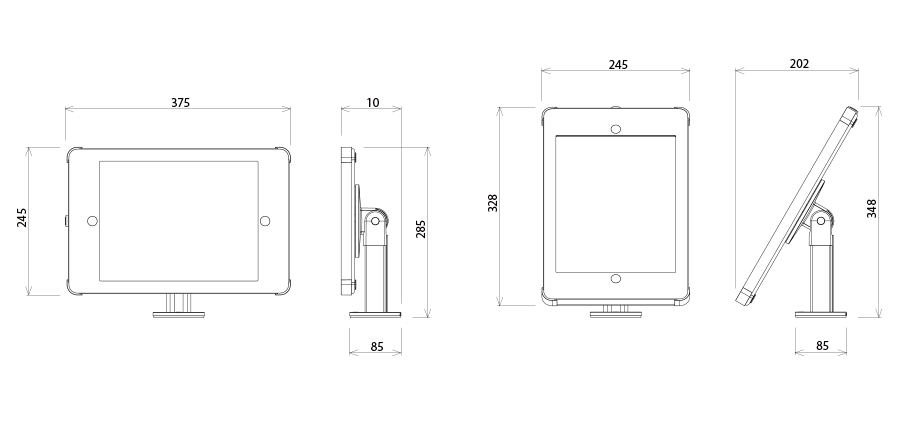 dimensions 12 inch desk mount secure tablet enclosure