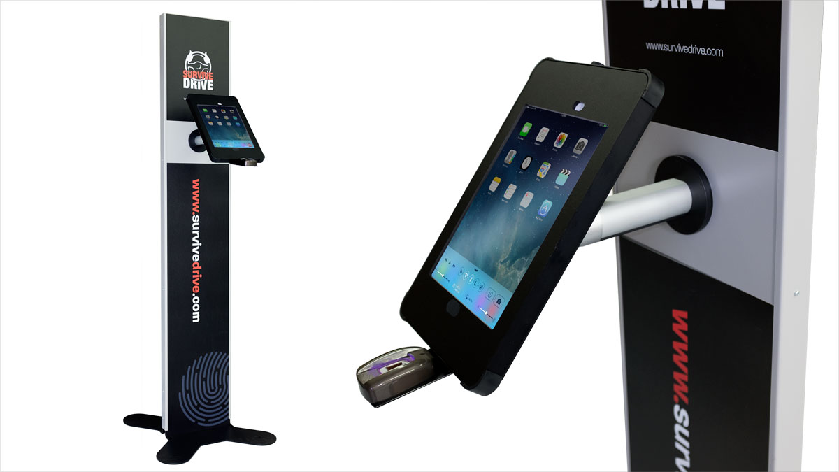 X Display Tablet Stand survive drive kiosk