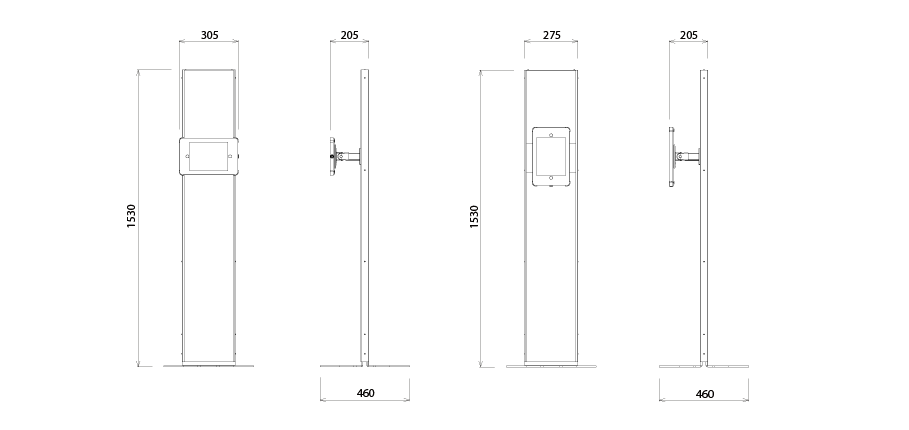 Dimensions of the 10 inch tablet display stand