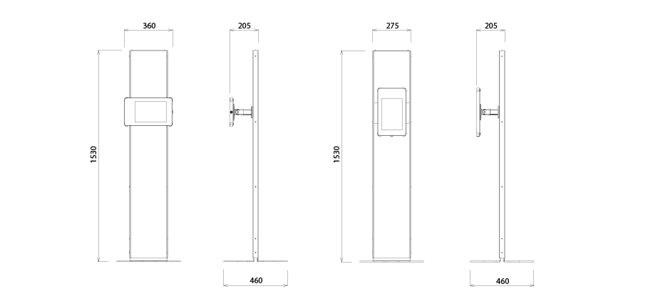 Dimensions of the 11 inch tablet display stand