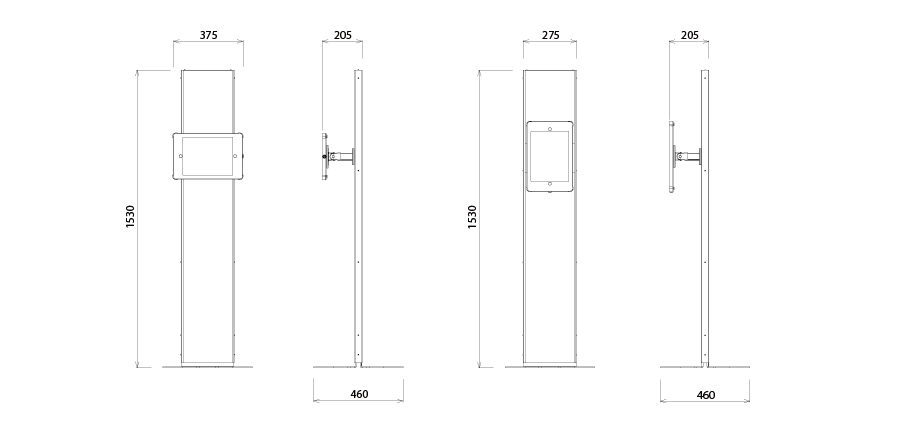 Dimensions of the 12 inch tablet display stand