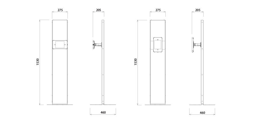 Dimensions of the 8 inch tablet display stand
