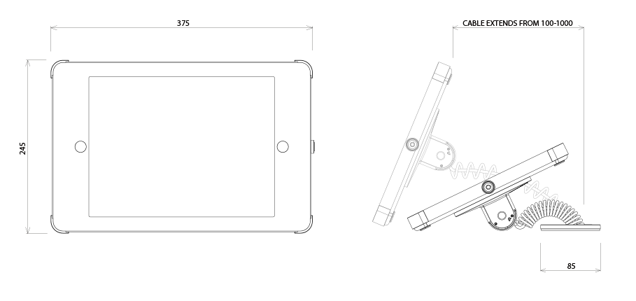 Dimensions of the 12 inch tablet xflex handheld tablet enclosure