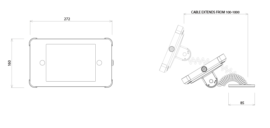 Dimensions of the 8 inch tablet xflex handheld tablet enclosure