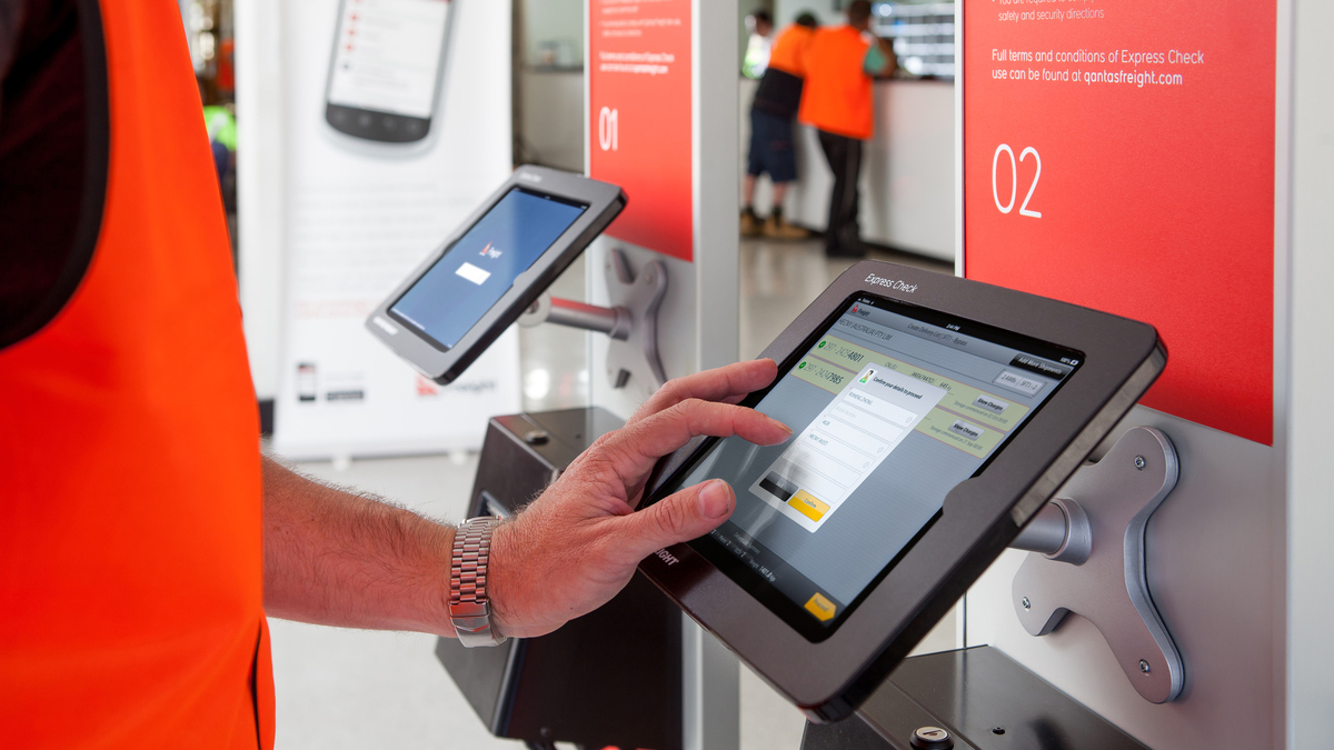 X Display Tablet Stand at Qantas Freight Terminal