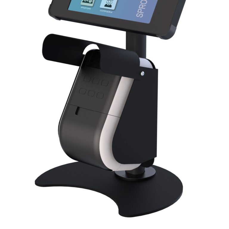 IPad Display Stand With Integrated Printer   X Desk Stand Black With Tablet And Printer Mount 1 768x768 