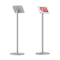 Sprocket X Floor Stand white and silver configured for Galaxy Tab A 10.1 front and rear view