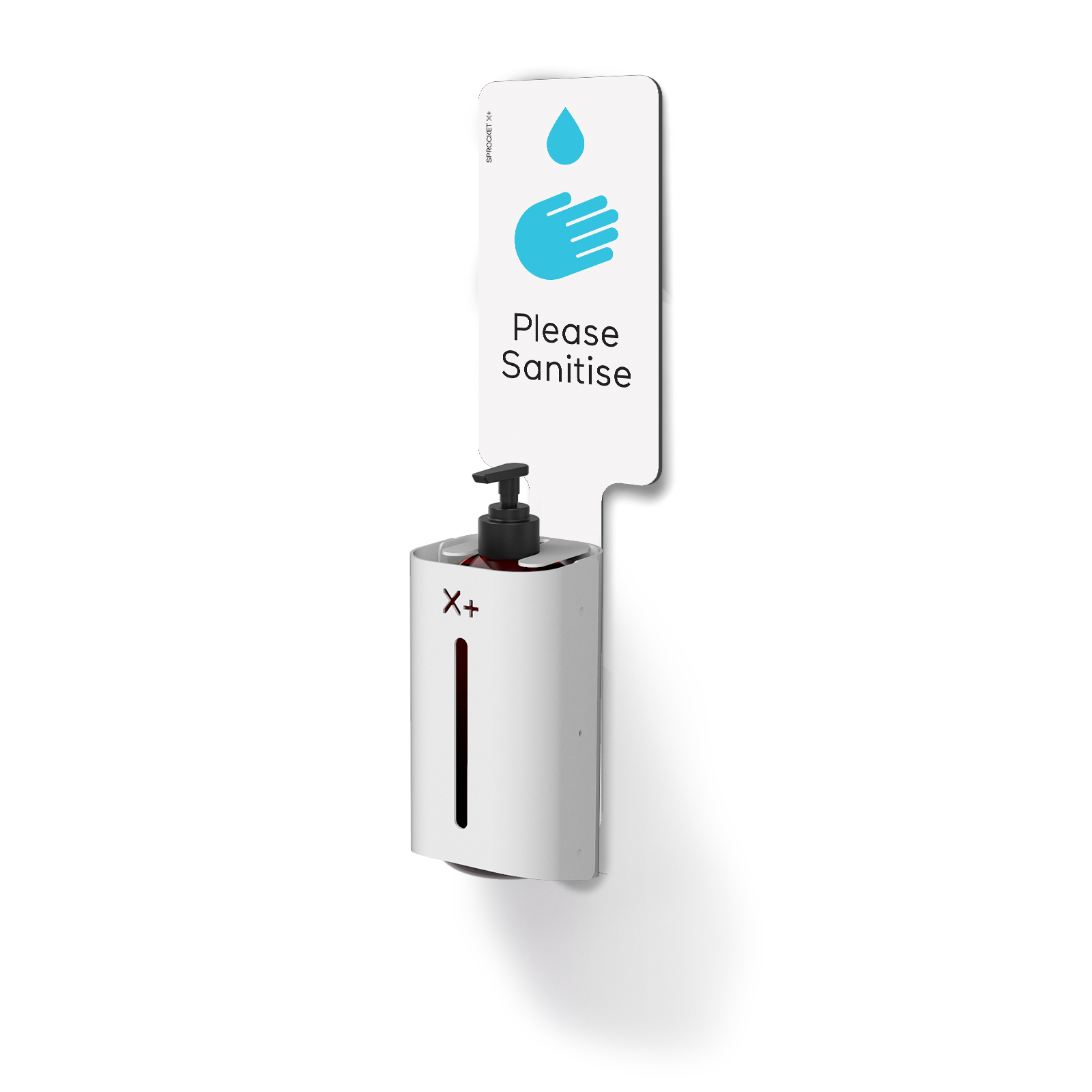 X+ Wall Mounted Hand Sanitiser Station with White Please Sanitise Sign