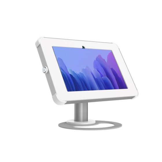 X Desk White and Silver Adjustable Freestanding Desk Mount Configured for Galaxy Tab A7 10.4 2020 SM-T500 / SM-T505