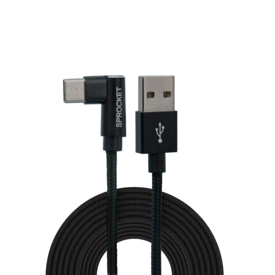 Right Angled USB-C to USA-A suitable for Android devices such as Samsung Galaxy Tab which charge with USB-C and come with a USB-A power adapter.