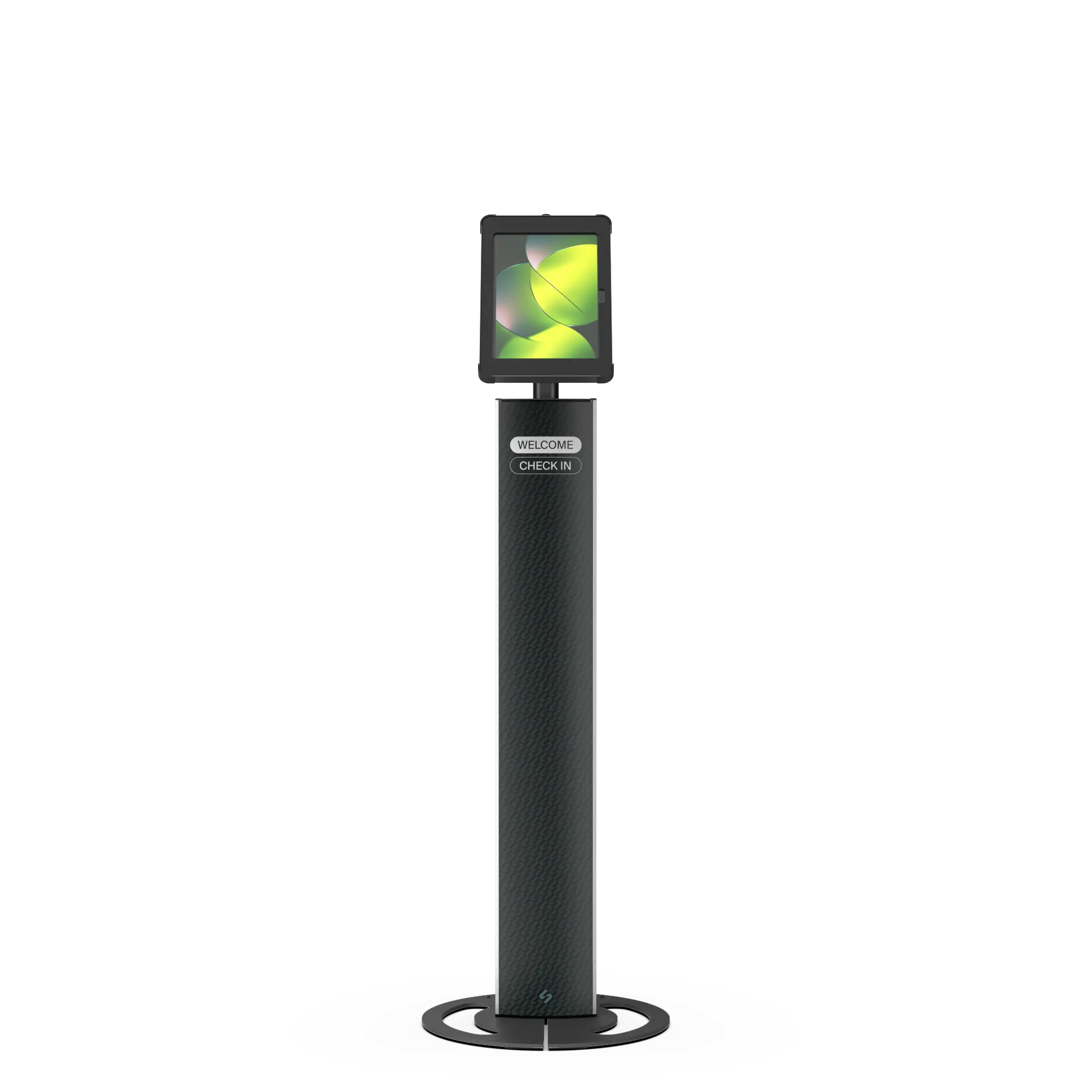 -Totem 10 black freestanding tablet kiosk front view