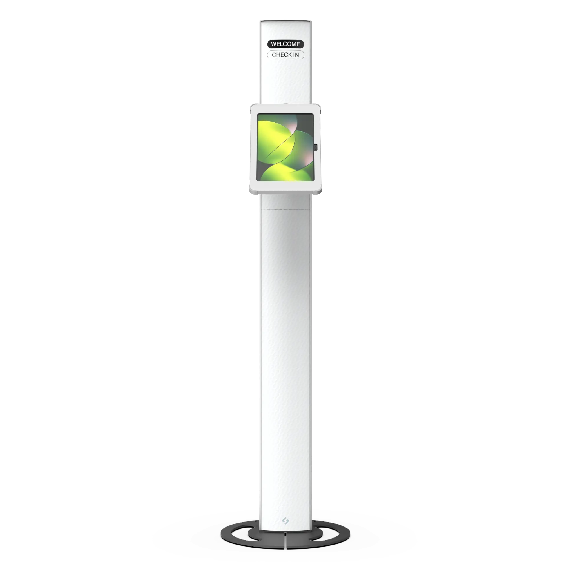 T-Totem 15 white freestanding tablet kiosk front view