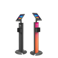 T Print E10 Black iPad Kiosk with custom branding and integrated bracket for Epson TM-M30 Thermal Receipt Printer