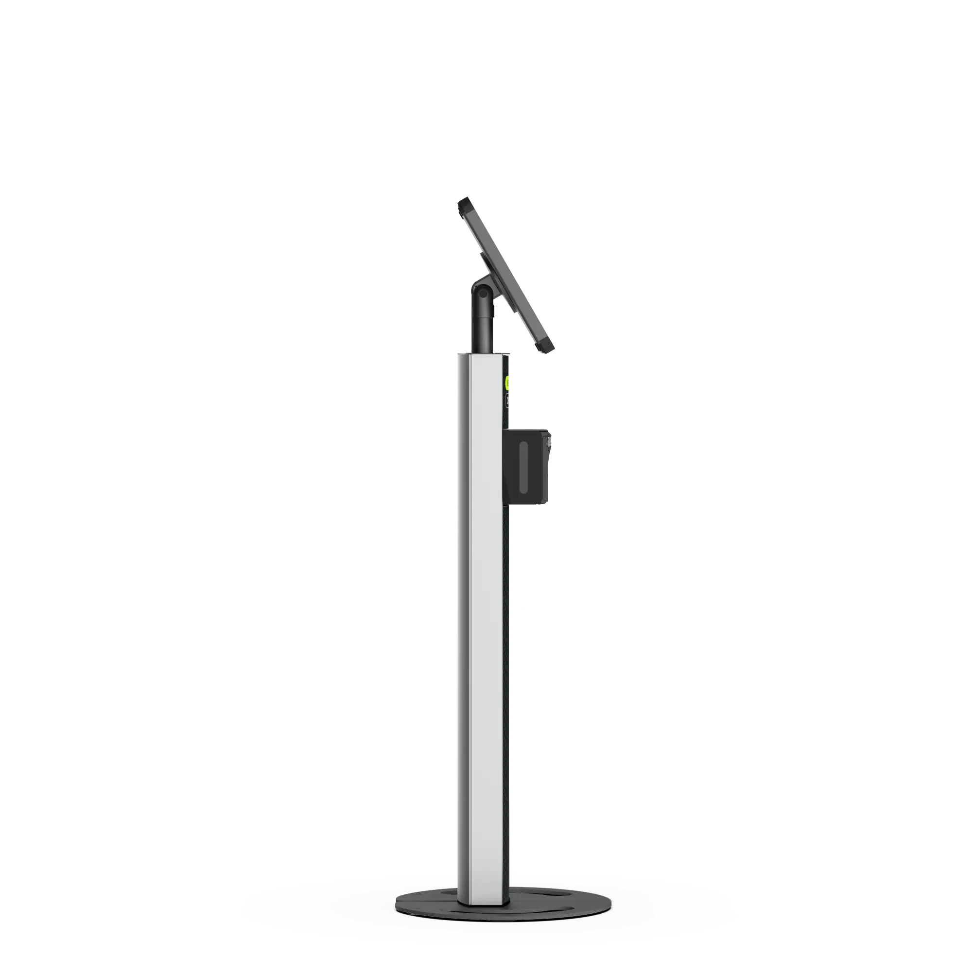 T-Ticket 10 freestanding tablet and reeipt printer kiosk side view