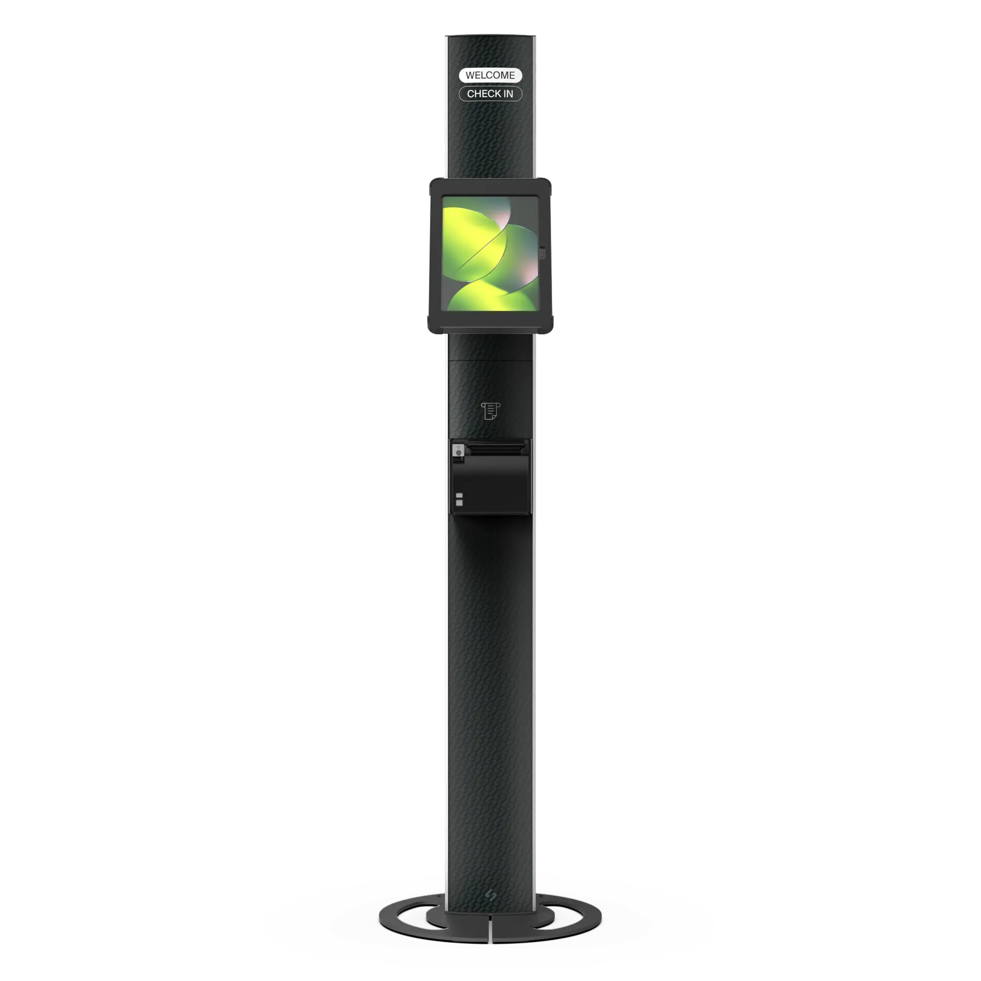 T-Ticket 15 freestanding tablet and receipt printer kiosk front view
