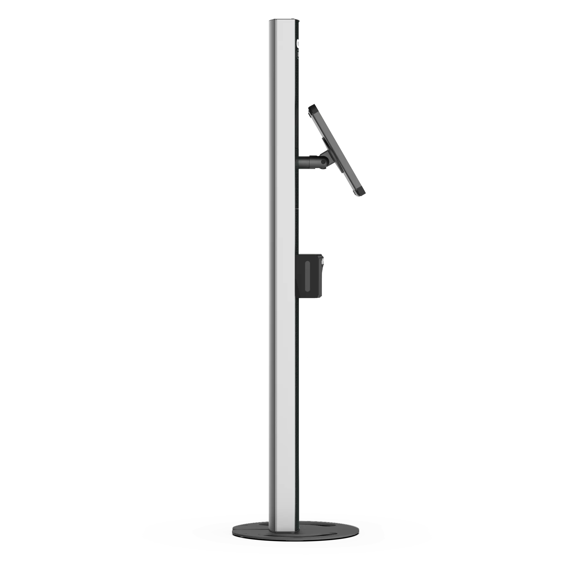 T-Ticket 15 freestanding tablet and receipt printer kiosk side view