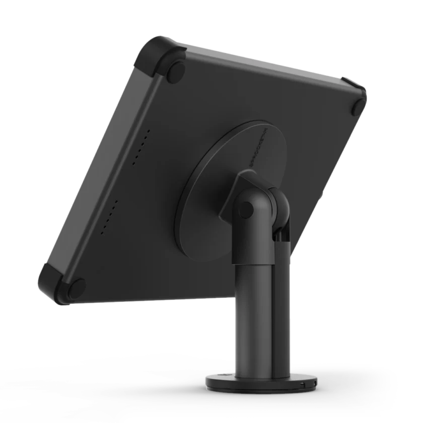 Rear view Fixed Desk secure tablet stand black model