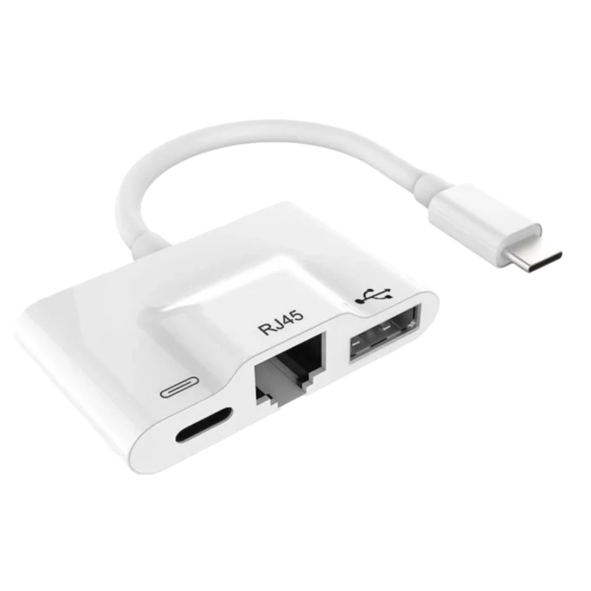 White USB-C Hub | Ethernet Adapter