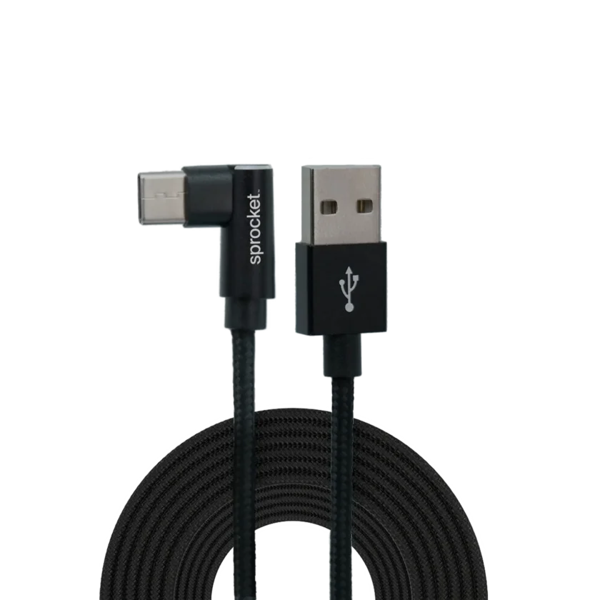 Black Right-Angle Micro-USB to USB-A Cable | Sprocket