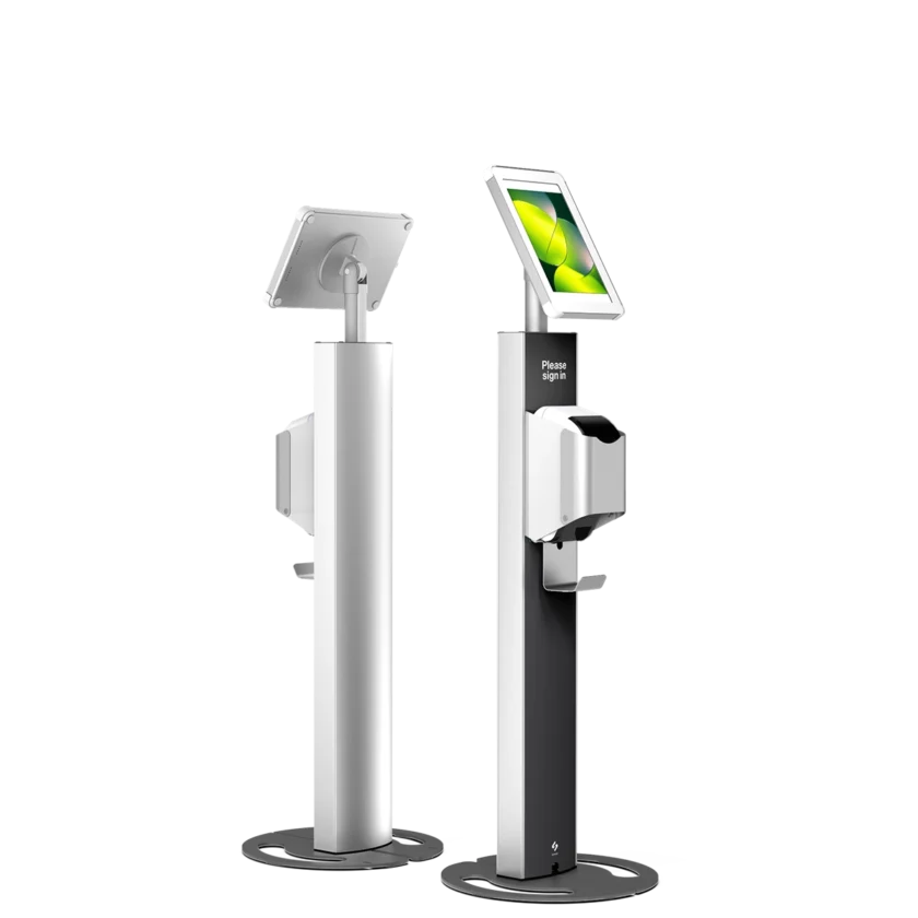 Two Digital Kiosk and Hand Sanitizer Displays | T10 Print Hero White - Sprocket