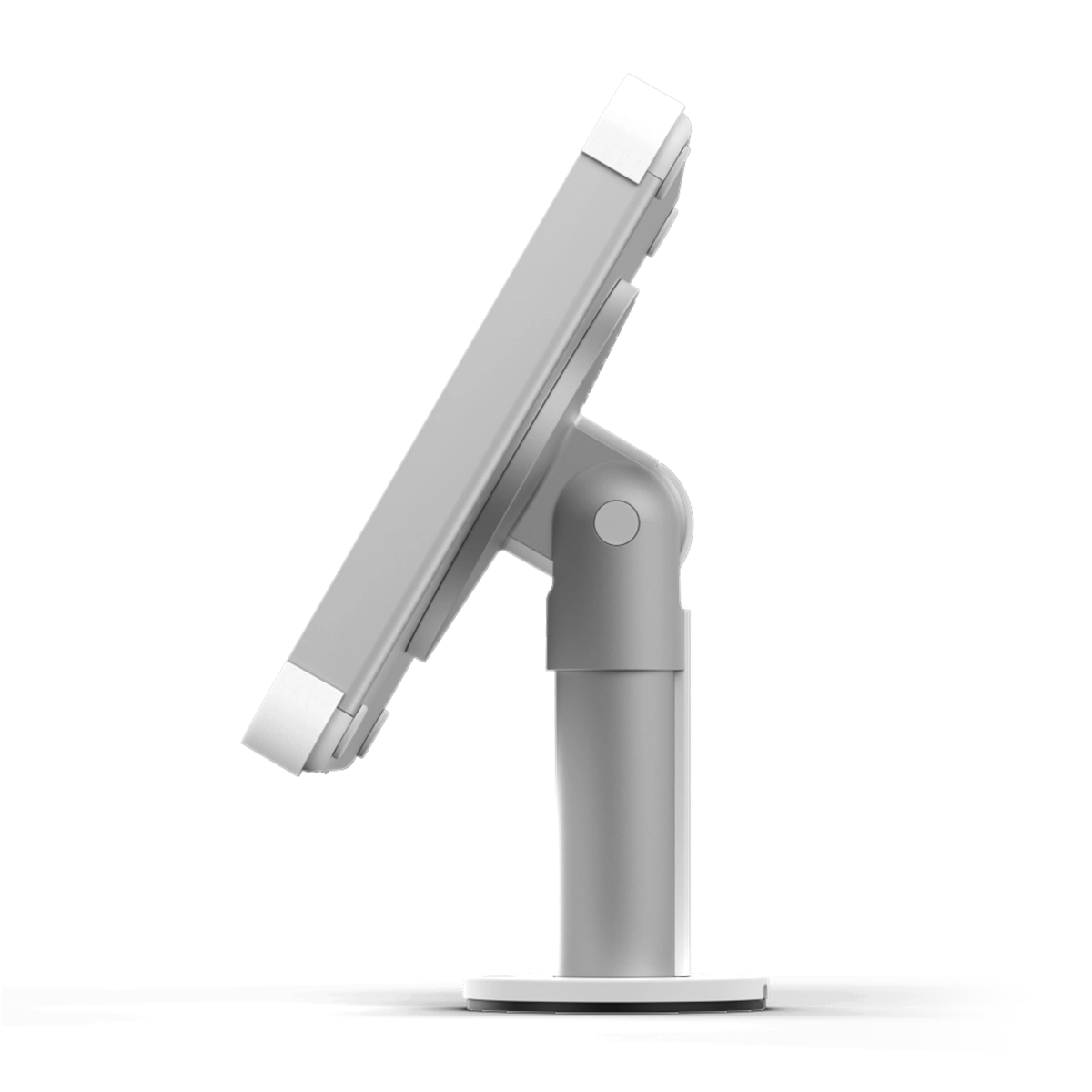 Side view Fixed Desk secure tablet table stand white