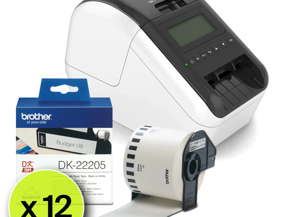 Brother QL-820NWB | Label Printer & 12-Roll Bundle