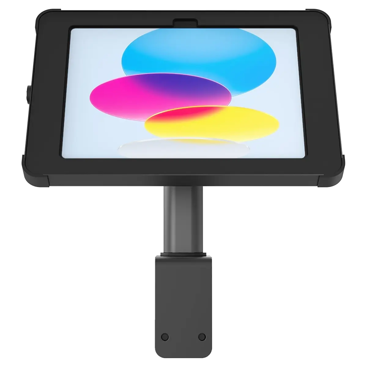 Front elevation Clamp secure tablet table stand black for iPad