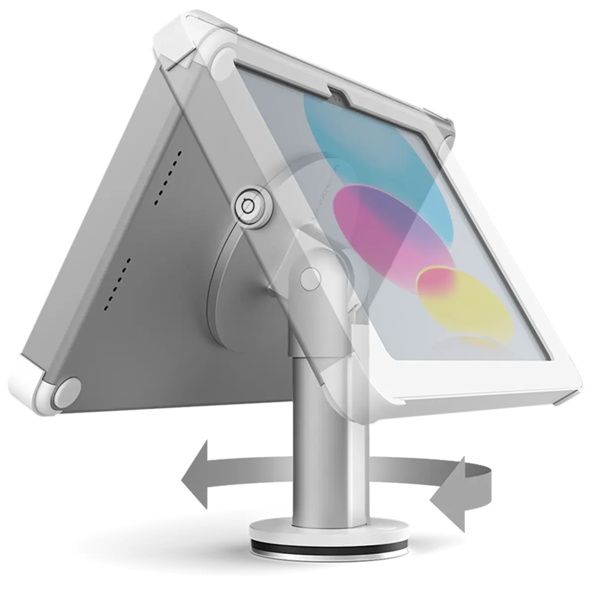 Front view Sprocket Revolve white iPad stand