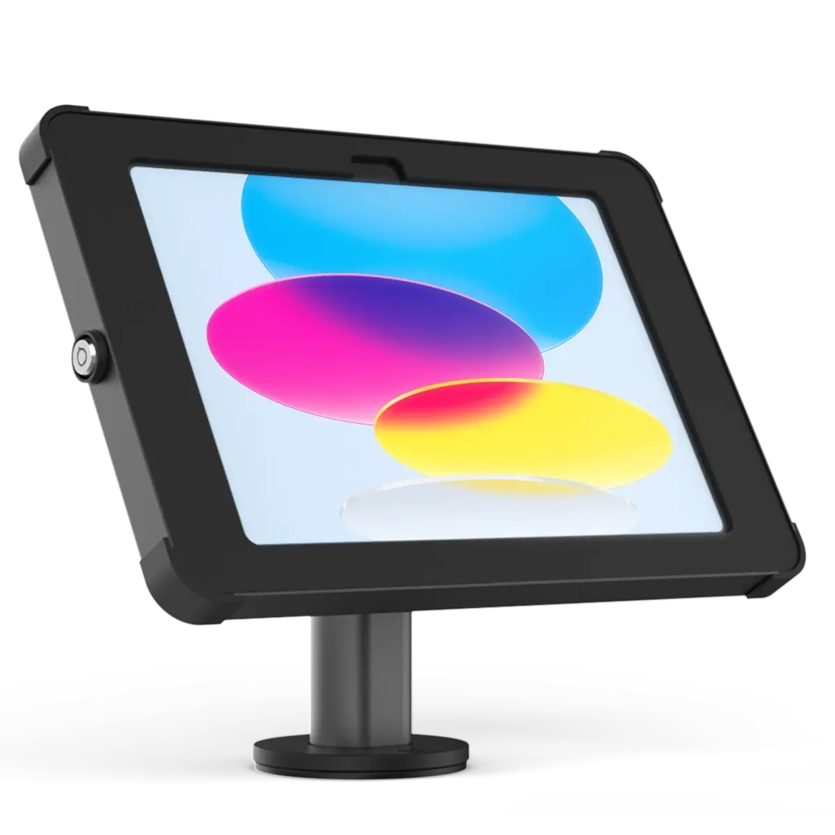 Front view Sprocket Fixed Desk black iPad stand
