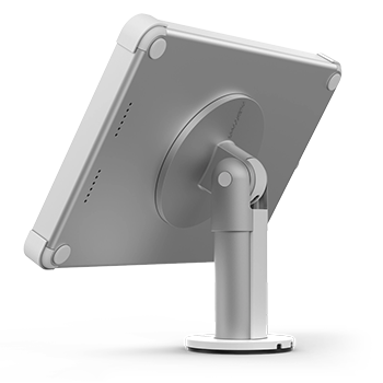 Rear view Fixed Desk tablet mount for desk, white model
