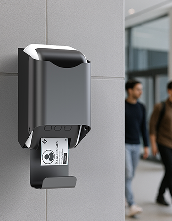 lifestyle view sprocket x-print wall iPad tablet wall mount with printer white