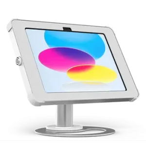 Sprocket Base white iPad desk stand front view