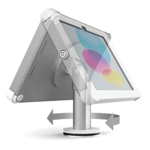 Front view Sprocket Revolve white iPad stand