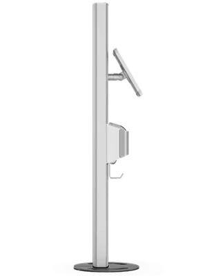 Side view Sprocket T-Print 15 iPad floor stand white silver