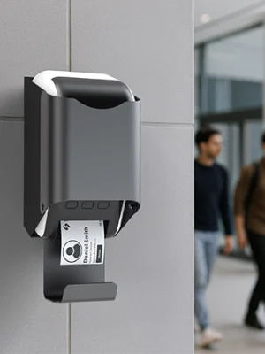 lifestyle view sprocket x-print wall iPad tablet wall mount with printer white